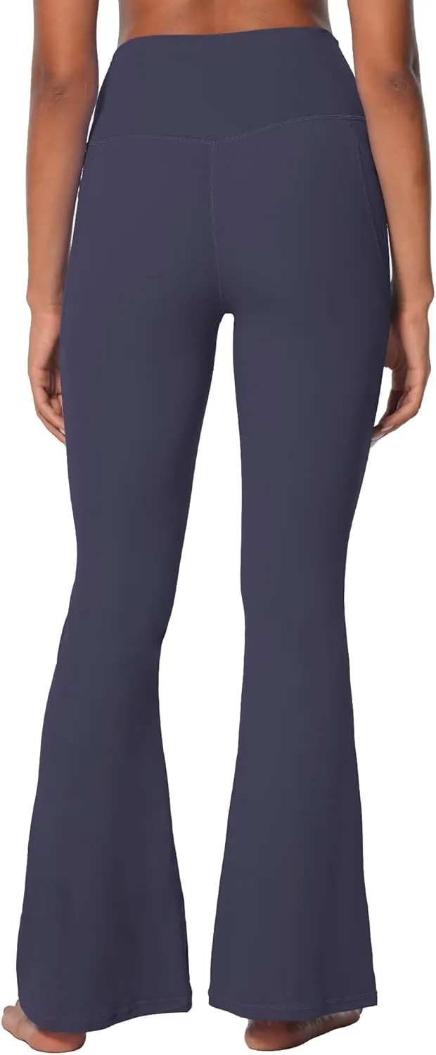 Sunzel Flare Leggings for Women with Pockets, Crossover Yoga Pants with Tummy Control, High Waisted and Wide Leg