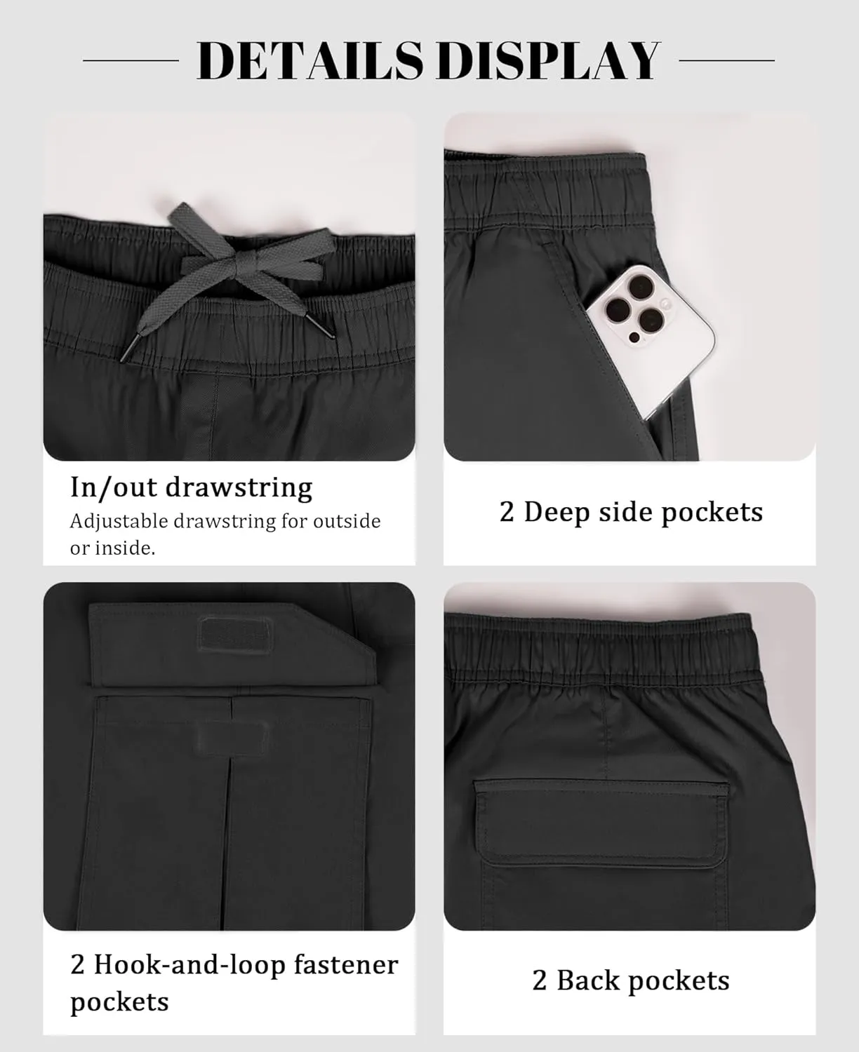 Susclude Mens Baggy Cargo Pants Wide Leg Sweatpants Y2K Summer Lightweight Elastic Waist Stretch Casual Pants for 2025