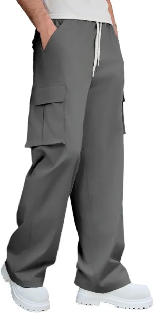 Susclude Mens Baggy Cargo Pants Wide Leg Sweatpants Y2K Summer Lightweight Elastic Waist Stretch Casual Pants for 2025