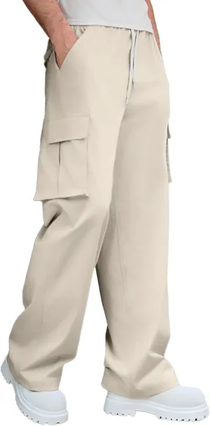 Susclude Mens Baggy Cargo Pants Wide Leg Sweatpants Y2K Summer Lightweight Elastic Waist Stretch Casual Pants for 2025