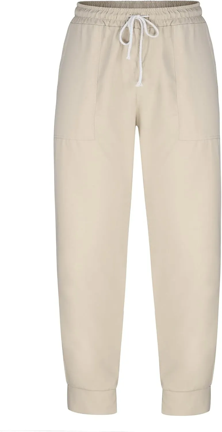 Sweat Pants for Mens Casual Drawstring Elastic Waist Solid Cargo Trousers Athletic-Fit Beam Feet Sport Pants
