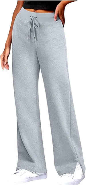 Sweatpants for Women Wide Leg Stretch High Waist Split Bottom Yoga Pants Loose Casual Comfy Y2k Trousers with Pockets