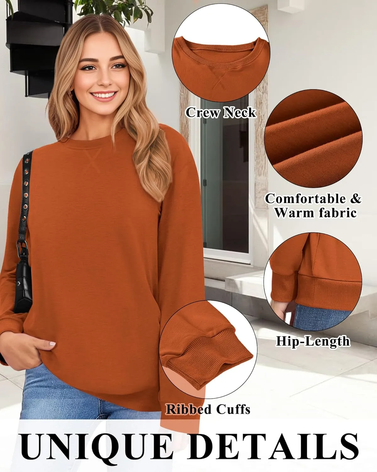Sweatshirt for Women, Casual Crewneck Sweatshirts Women Loose Fit Long Sleeve Pullover Tops Cute Soft Shirt