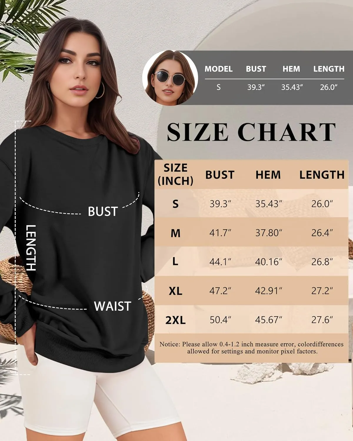 Sweatshirt for Women, Casual Crewneck Sweatshirts Women Loose Fit Long Sleeve Pullover Tops Cute Soft Shirt