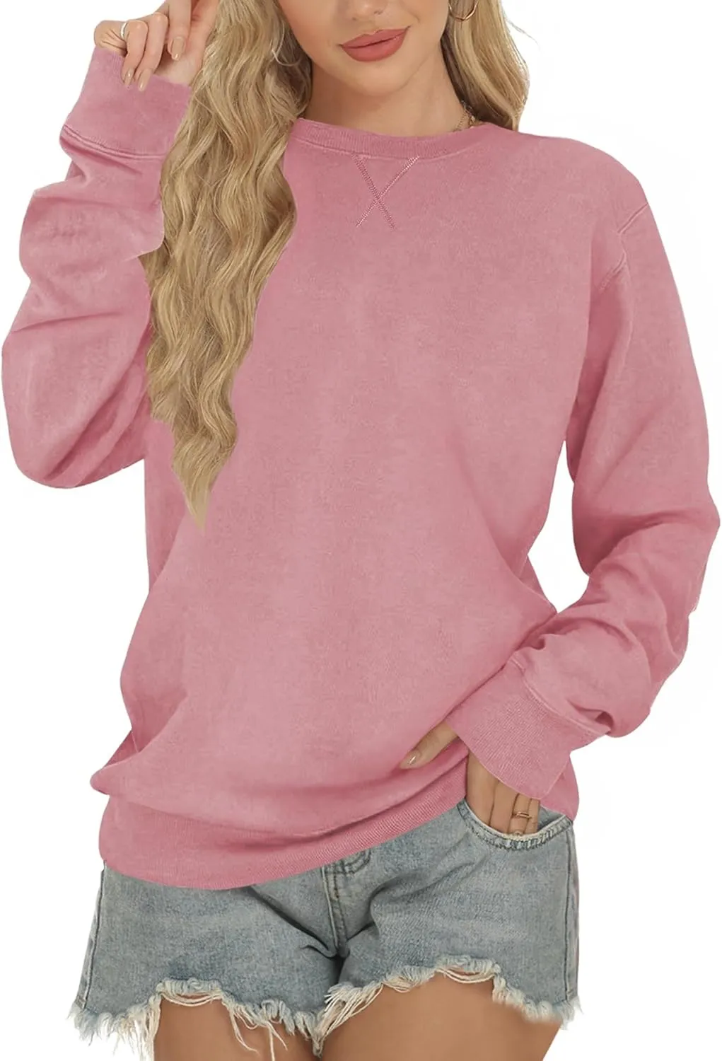 Sweatshirt for Women, Casual Crewneck Sweatshirts Women Loose Fit Long Sleeve Pullover Tops Cute Soft Shirt