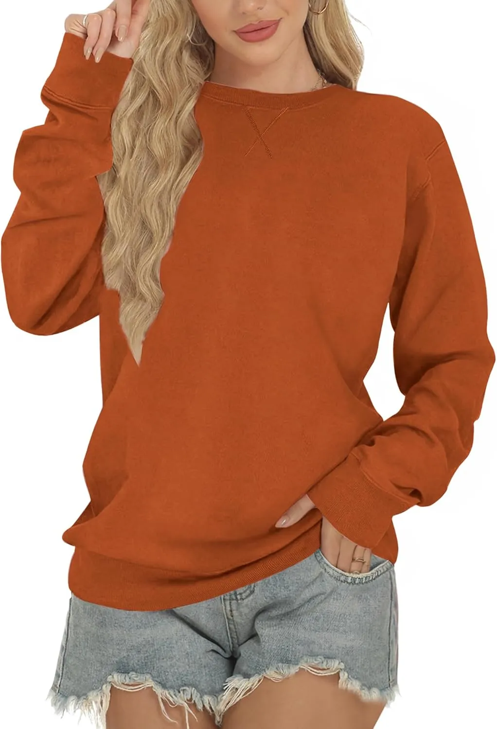 Sweatshirt for Women, Casual Crewneck Sweatshirts Women Loose Fit Long Sleeve Pullover Tops Cute Soft Shirt