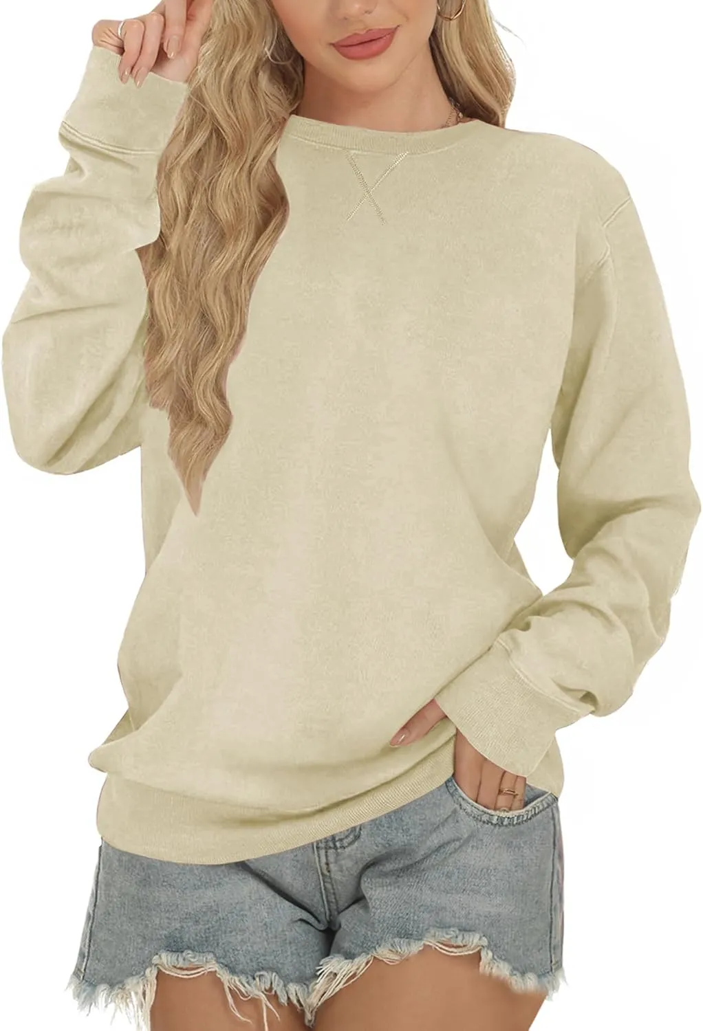 Sweatshirts for Women, Crewneck Casual Sweatshirts Woman Loose Fit Long Sleeve Pullover Tops Cute Soft Shirt