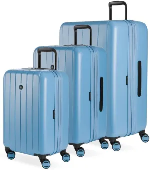SwissGear Wanderlust Pro Lightweight Expandable Spinner, Light Blue, 3-Piece Set (20/24/28)