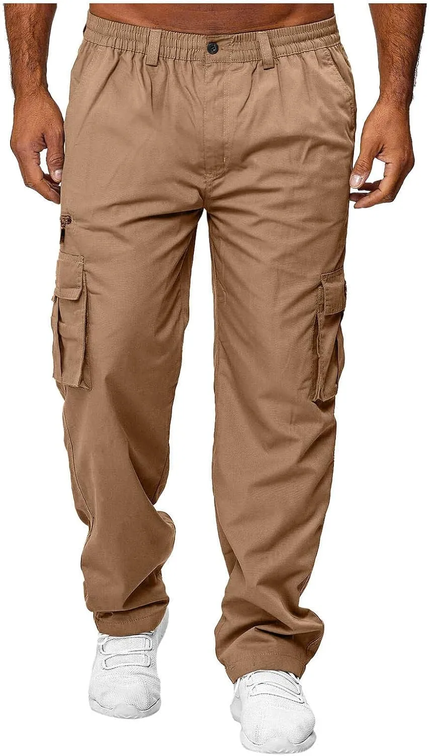 Tactical Cargo Pants for Men Big and Tall Athletic Pants with Multi-Pocket Active Loose Trousers