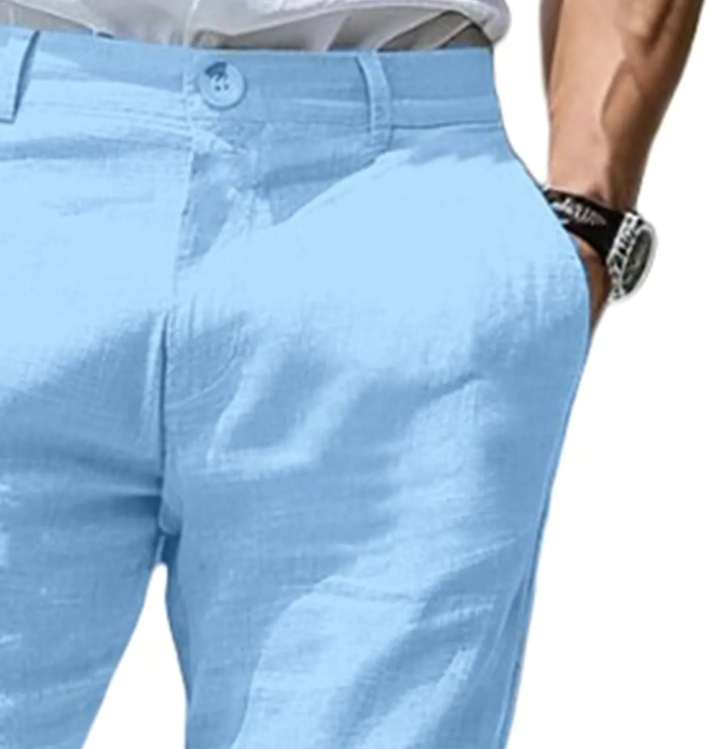 Thatrich Mens Suit Pants Slim Fit Straight Leg Business Casual Pant Cotton Linen Breathable Trousers Comfy Work Formal Wear
