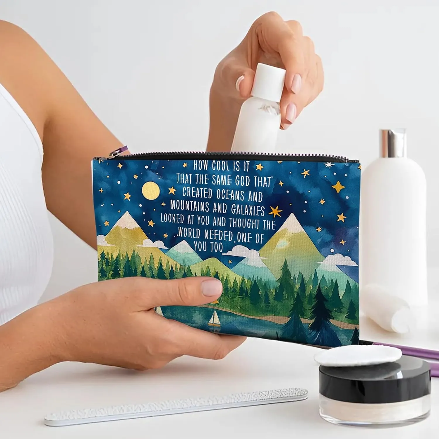 The Same God Inspirational Makeup Bag, Motivational Quotes Gifts For Women, Inspirational Makeup Pouch, Travel Toiletry Bag, Birthday Anniversary Christmas Gifts For Best Friend Bestie Her