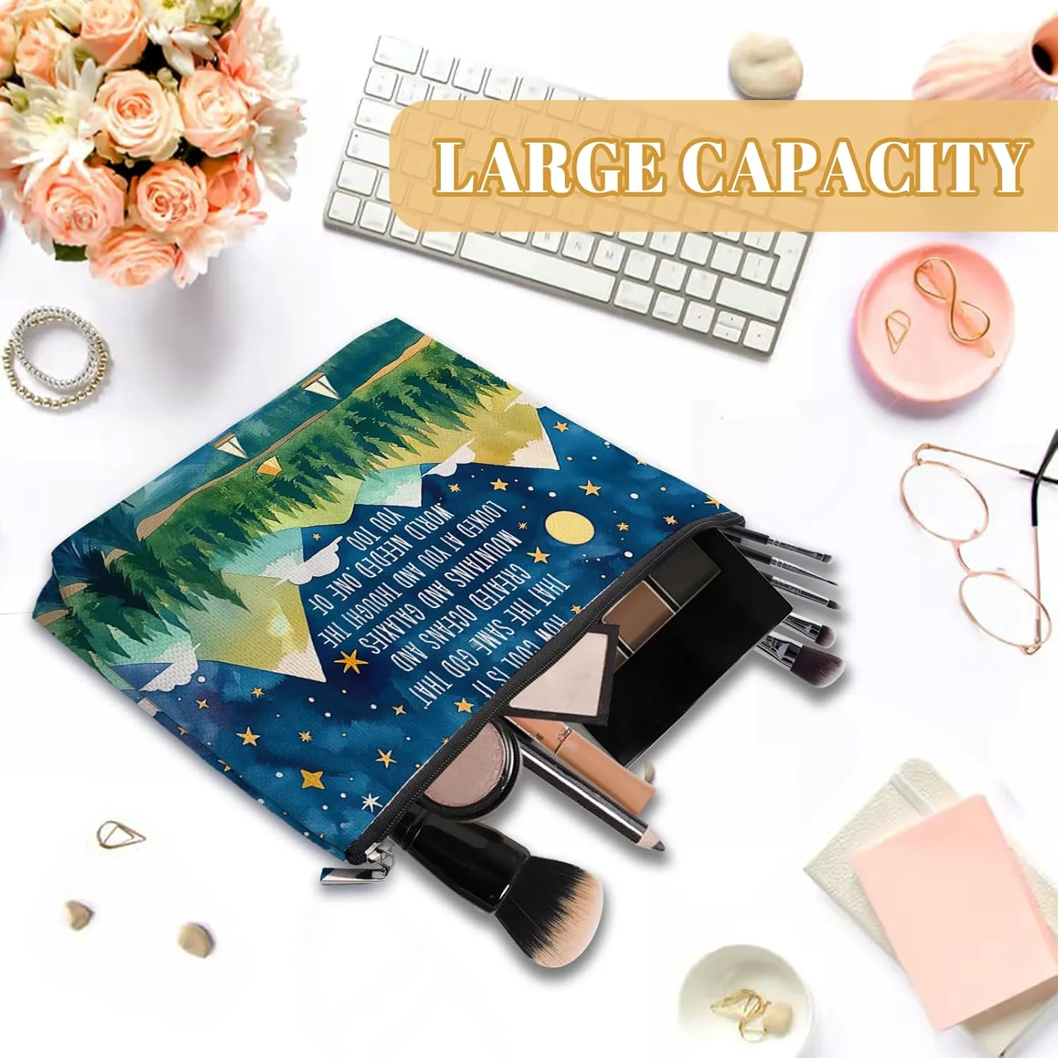 The Same God Inspirational Makeup Bag, Motivational Quotes Gifts For Women, Inspirational Makeup Pouch, Travel Toiletry Bag, Birthday Anniversary Christmas Gifts For Best Friend Bestie Her