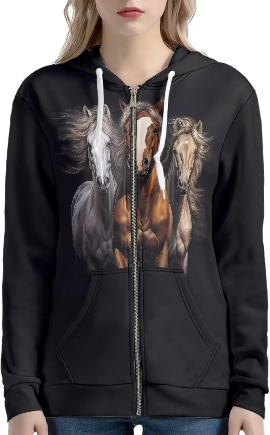 Thin Oversized Zip Up Hoodie with Pockets Women Lightweight Sweater Graphic Sweatshirts for Women Size XS-5XL