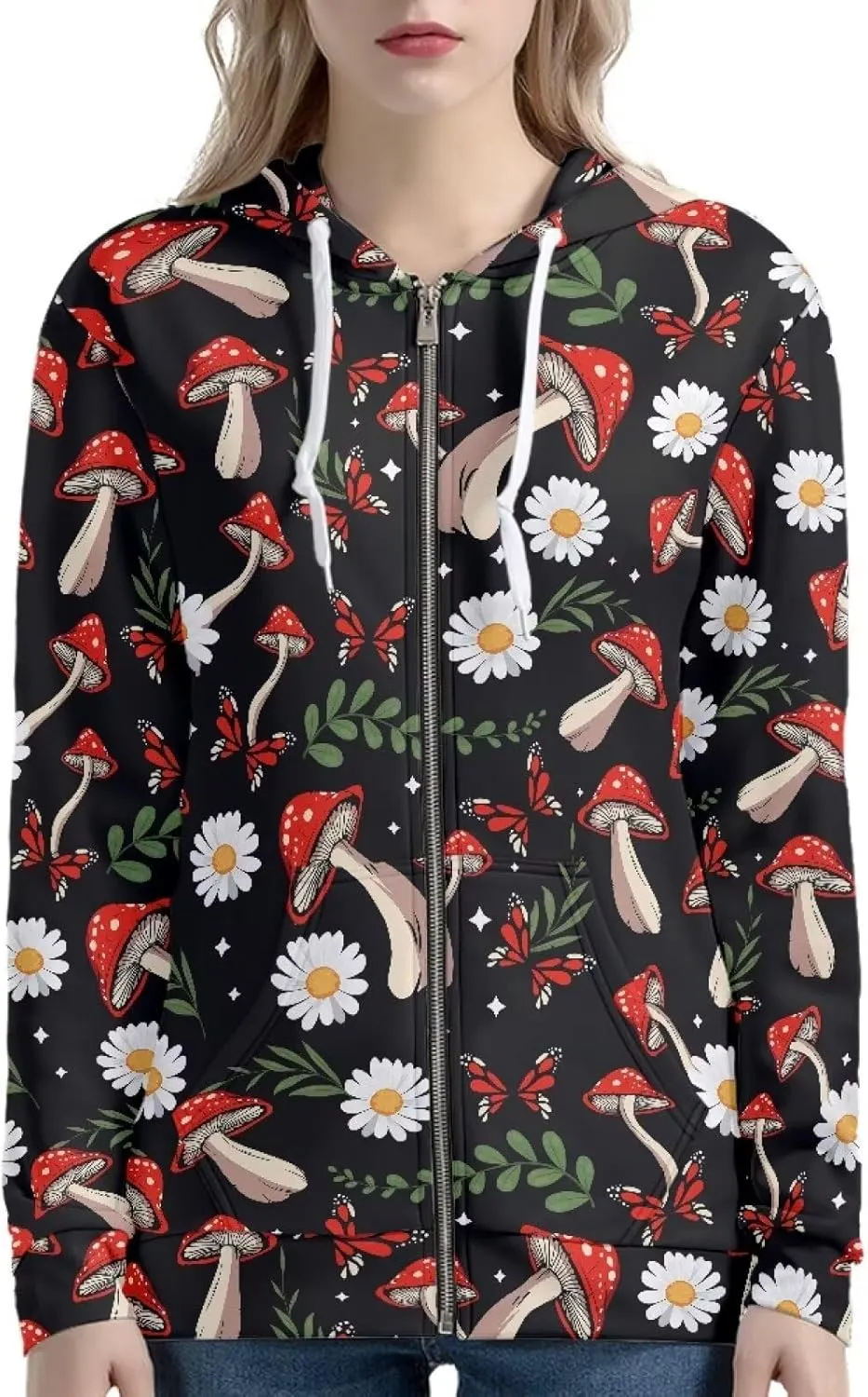 Thin Oversized Zip Up Hoodie with Pockets Women Lightweight Sweater Graphic Sweatshirts for Women Size XS-5XL