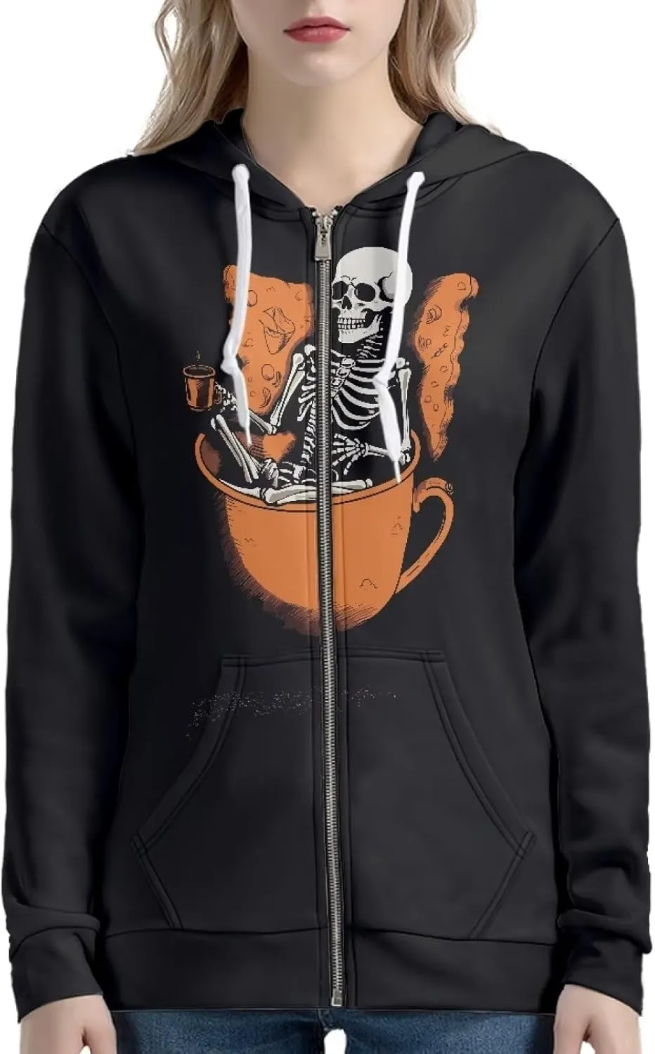 Thin Oversized Zip Up Hoodie with Pockets Women Lightweight Sweater Graphic Sweatshirts for Women Size XS-5XL