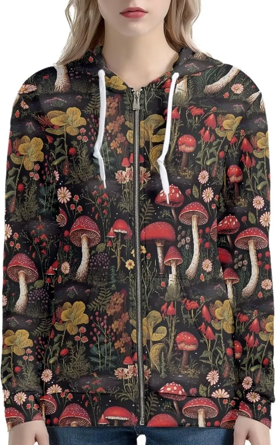 Thin Oversized Zip Up Hoodie with Pockets Women Lightweight Sweater Graphic Sweatshirts for Women Size XS-5XL