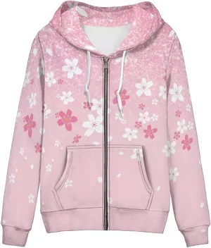 Thin Oversized Zip Up Hoodie with Pockets Women Lightweight Sweater Graphic Sweatshirts for Women Size XS-5XL