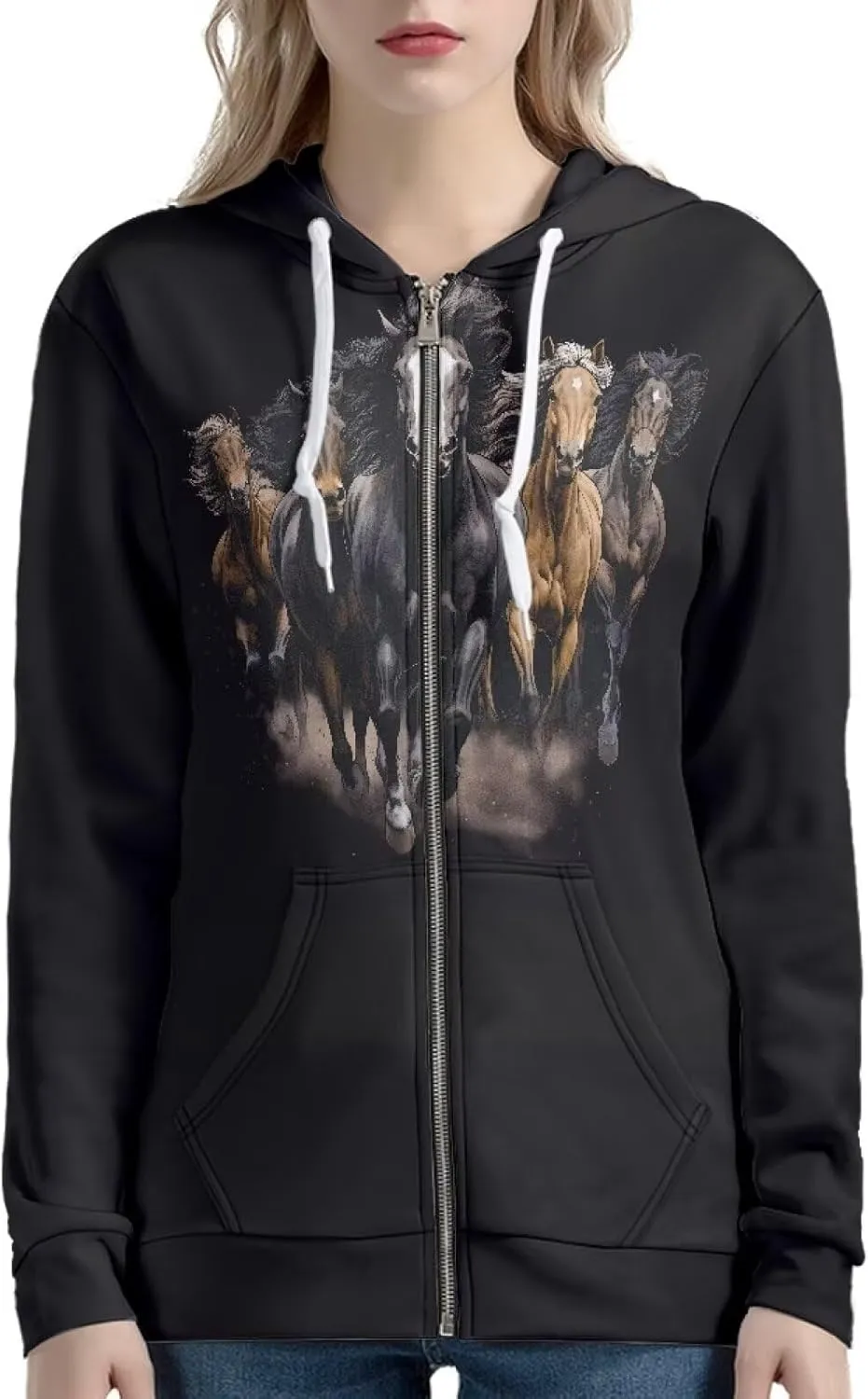 Thin Oversized Zip Up Hoodie with Pockets Women Lightweight Sweater Graphic Sweatshirts for Women Size XS-5XL