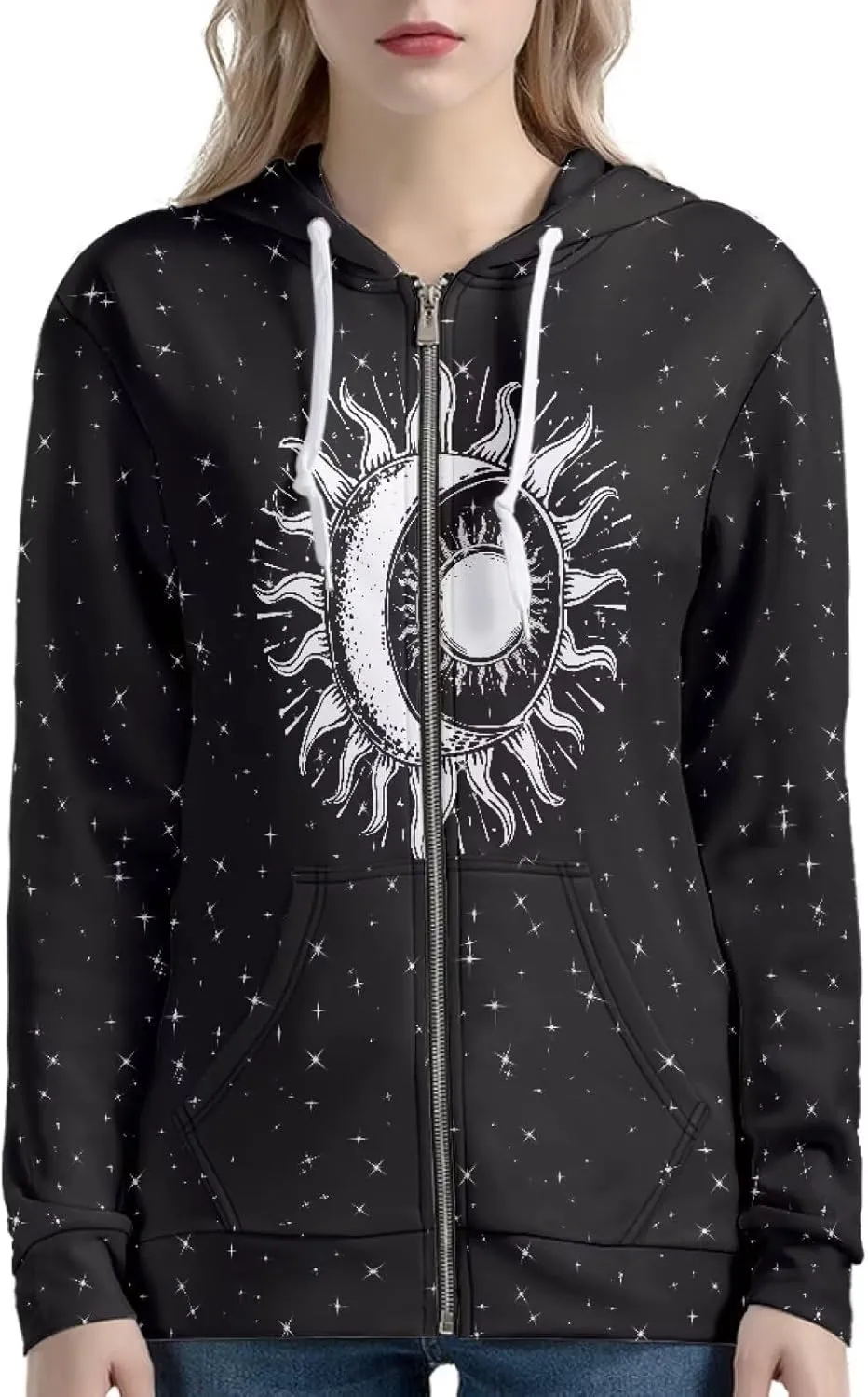 Thin Oversized Zip Up Hoodie with Pockets Women Lightweight Sweater Graphic Sweatshirts for Women Size XS-5XL
