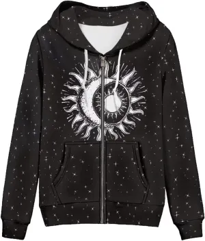 Thin Oversized Zip Up Hoodie with Pockets Women Lightweight Sweater Graphic Sweatshirts for Women Size XS-5XL