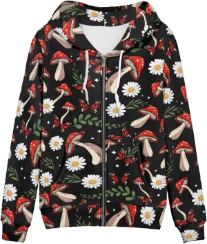 Thin Oversized Zip Up Hoodie with Pockets Women Lightweight Sweater Graphic Sweatshirts for Women Size XS-5XL
