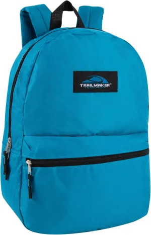 Trail maker Classic 17 Inch Backpack with Adjustable Padded Shoulder Straps (Light Blue)