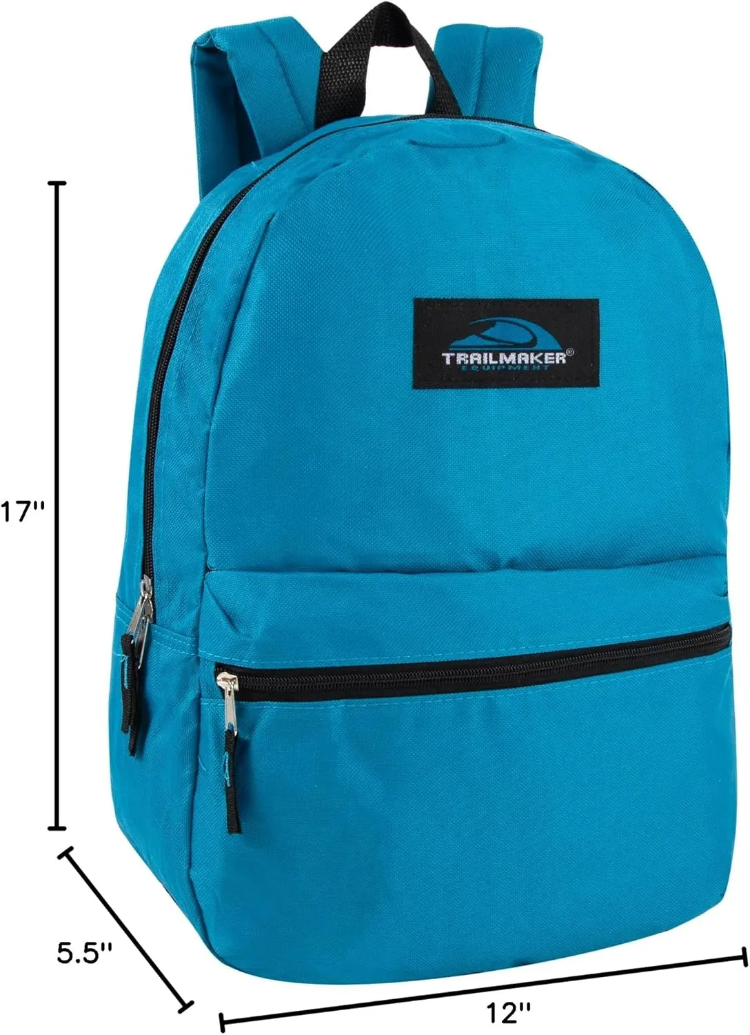 Trail maker Classic 17 Inch Backpack with Adjustable Padded Shoulder Straps (Light Blue)
