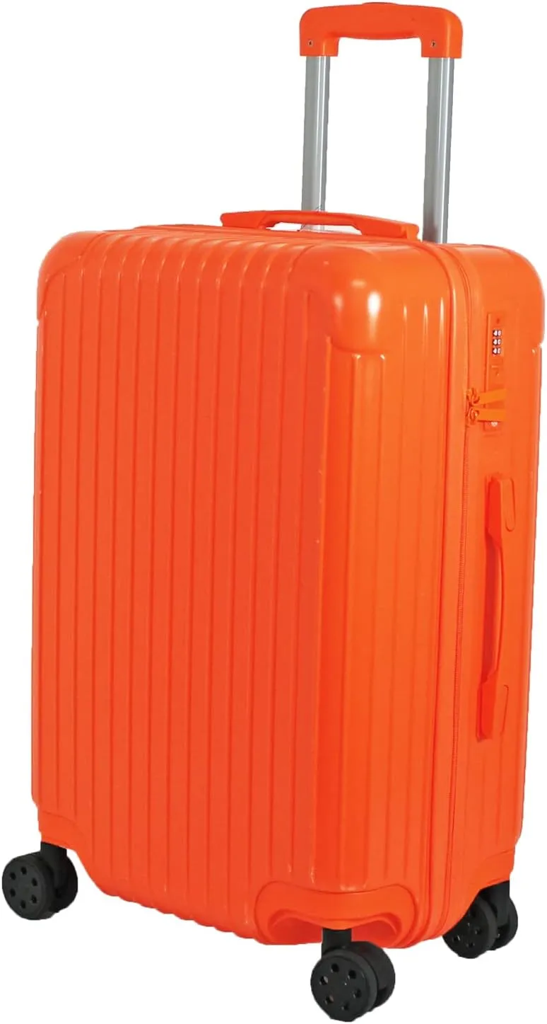 Trolley Luggage Zipper Type suitcase with dial Lock light weight [71-22036-73](Orange, M)