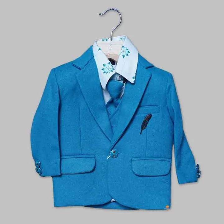 Turquoise Party Wear Boys Suit