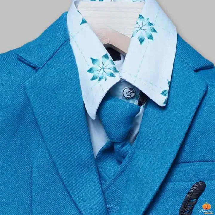 Turquoise Party Wear Boys Suit