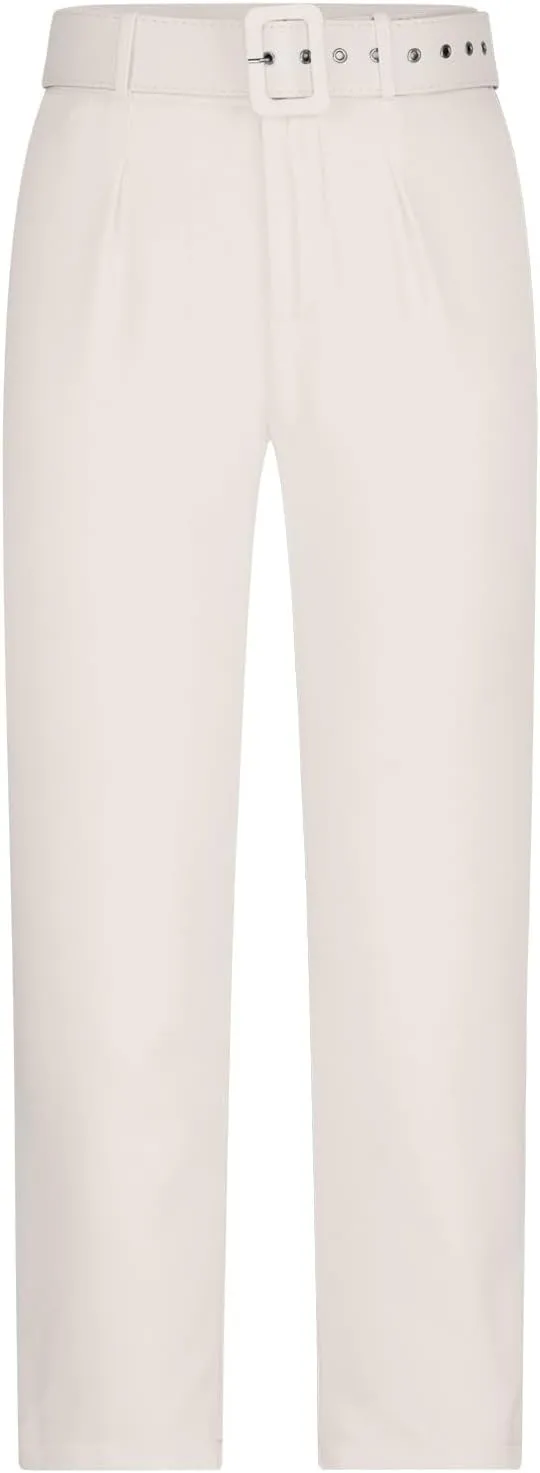 Uillui Dress Suit Pants for Women Business Casual Straight Leg Trouser Dressy High Waist Office Work Pant Slacks with Belted