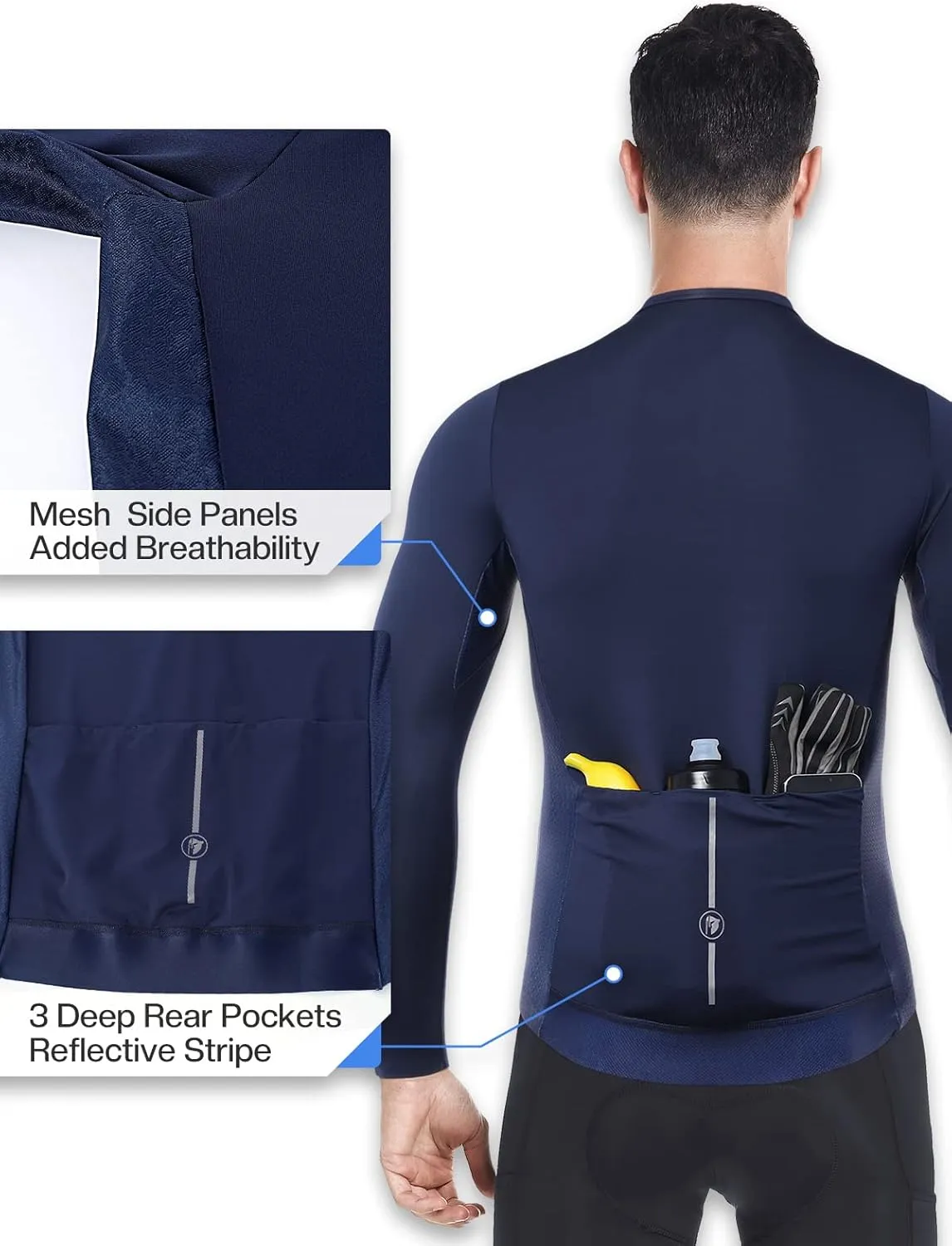 Ultra-Light Cycling Jersey Men Long Sleeve Slim-Fit Road Bike Jersey Bicycle Shirt