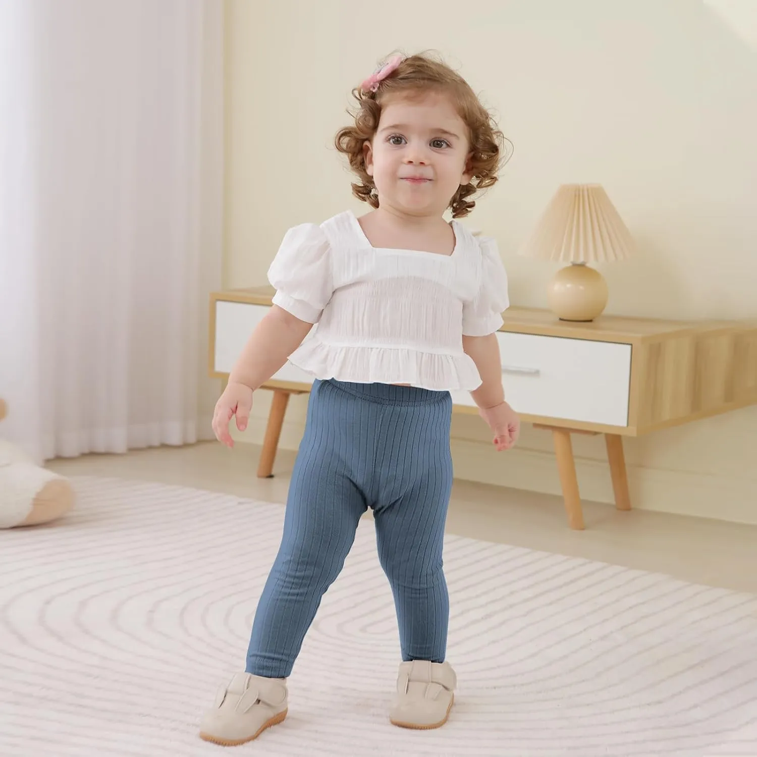 Unikaka Unisex Baby 0-48 Months 5-Pack Pants in Grey White Black Orange and Pink