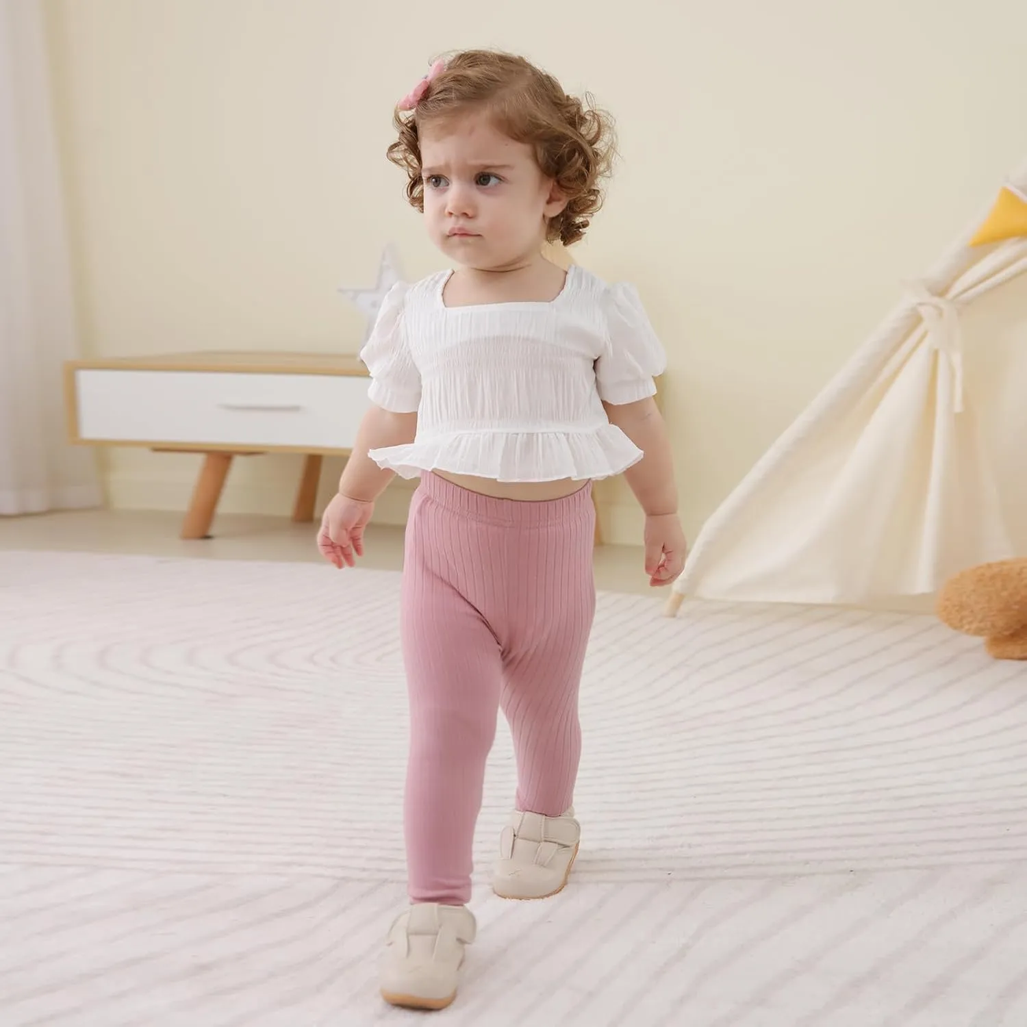 Unikaka Unisex Baby 0-48 Months 5-Pack Pants in Grey White Black Orange and Pink