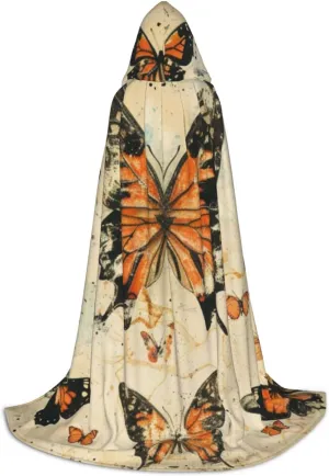 Unisex Hooded Robe Cloak, butterflies - Adults' Lightweight Cloak for Halloween Cosplay Costumes -