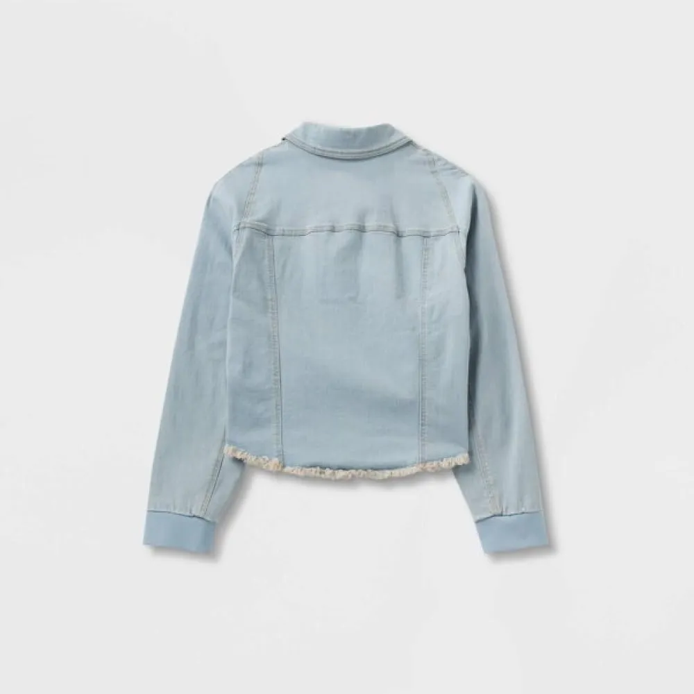 Universal Thread Adaptive Denim Jacket, Women's Cropped, Light Wash, Medium, Wheelchair-Friendly Design