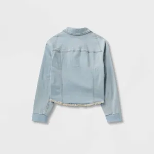 Universal Thread Adaptive Denim Jacket, Women's Cropped, Light Wash, Medium, Wheelchair-Friendly Design