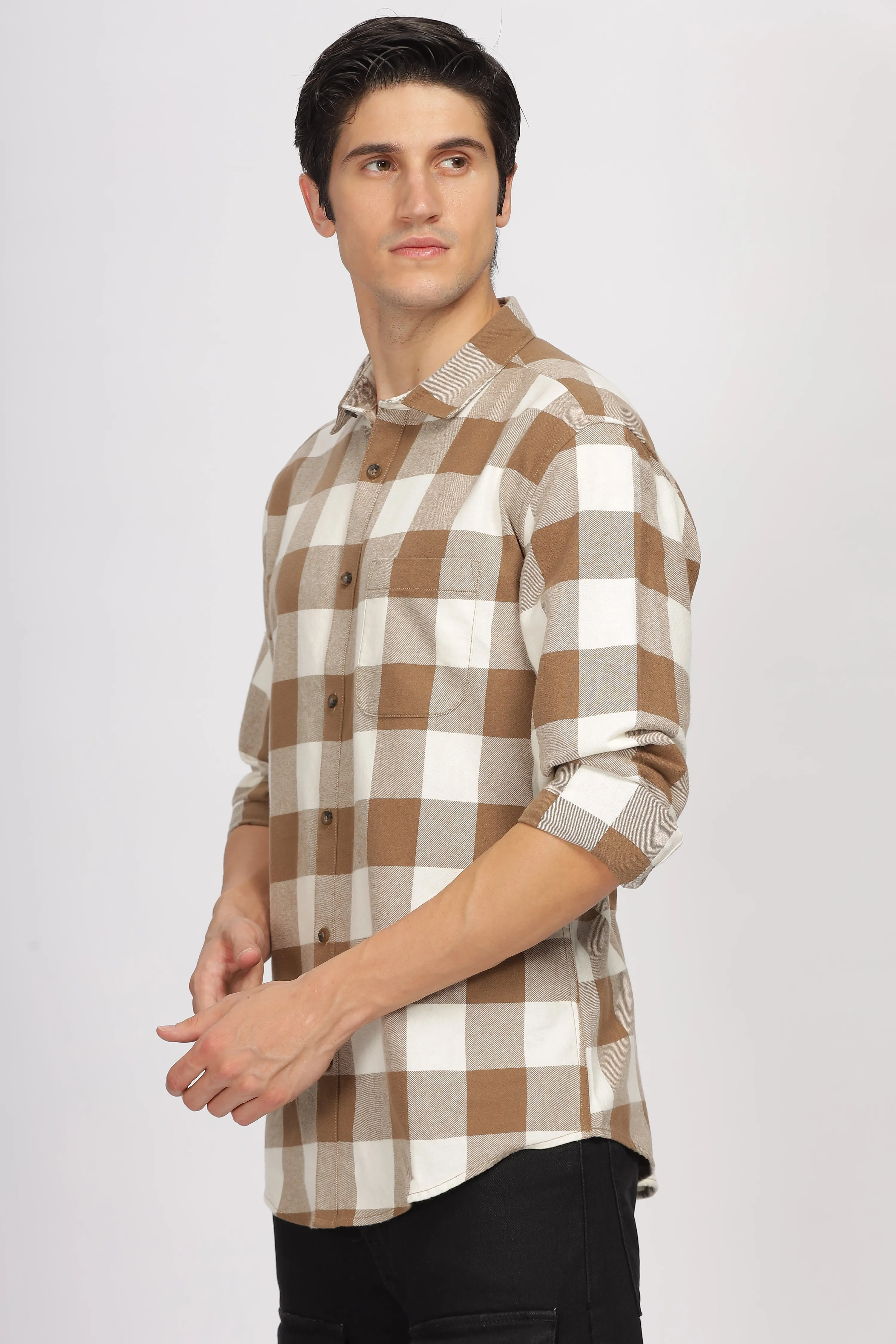 Uri Brown Checked Flannel Shirt