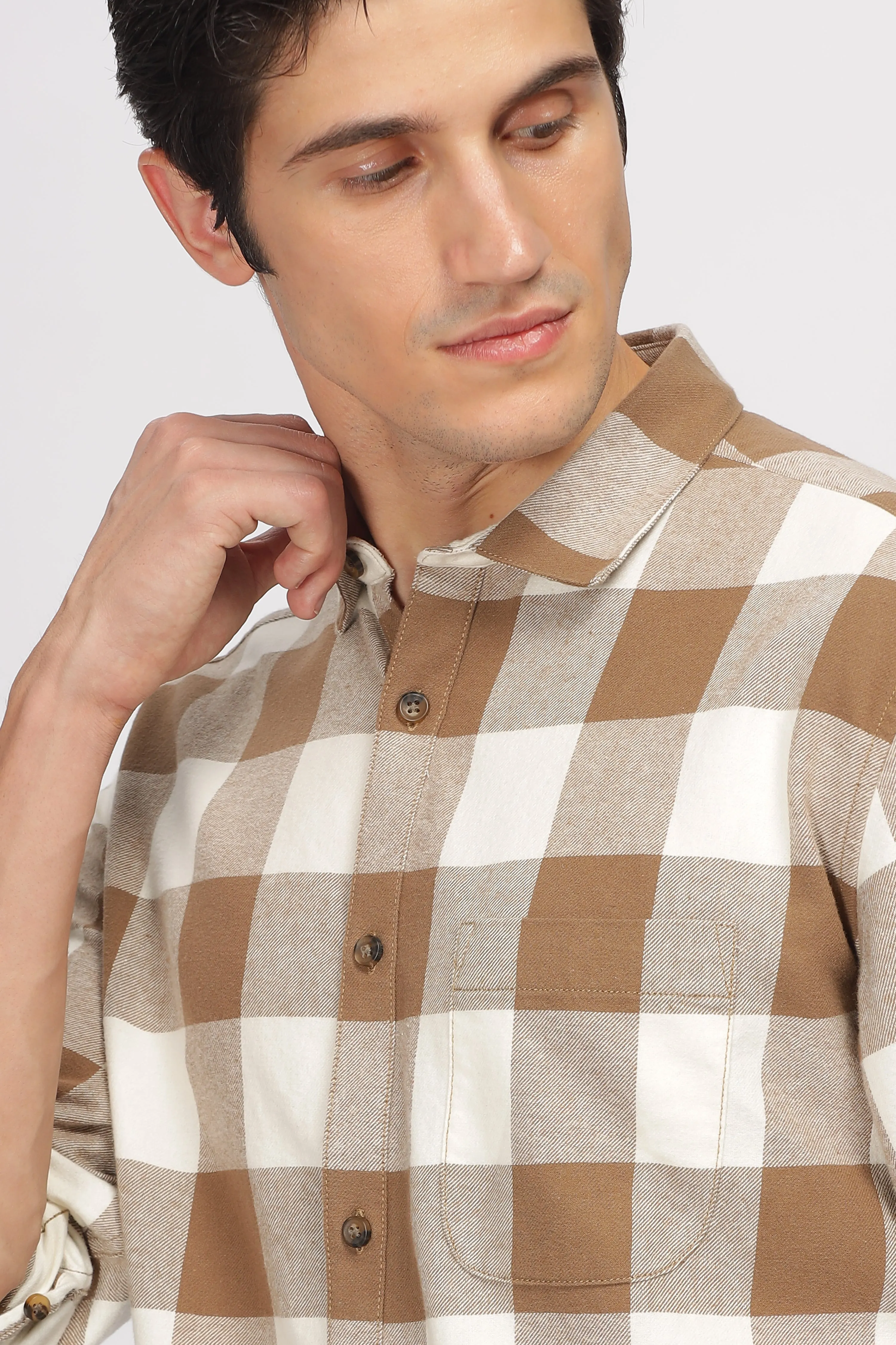 Uri Brown Checked Flannel Shirt