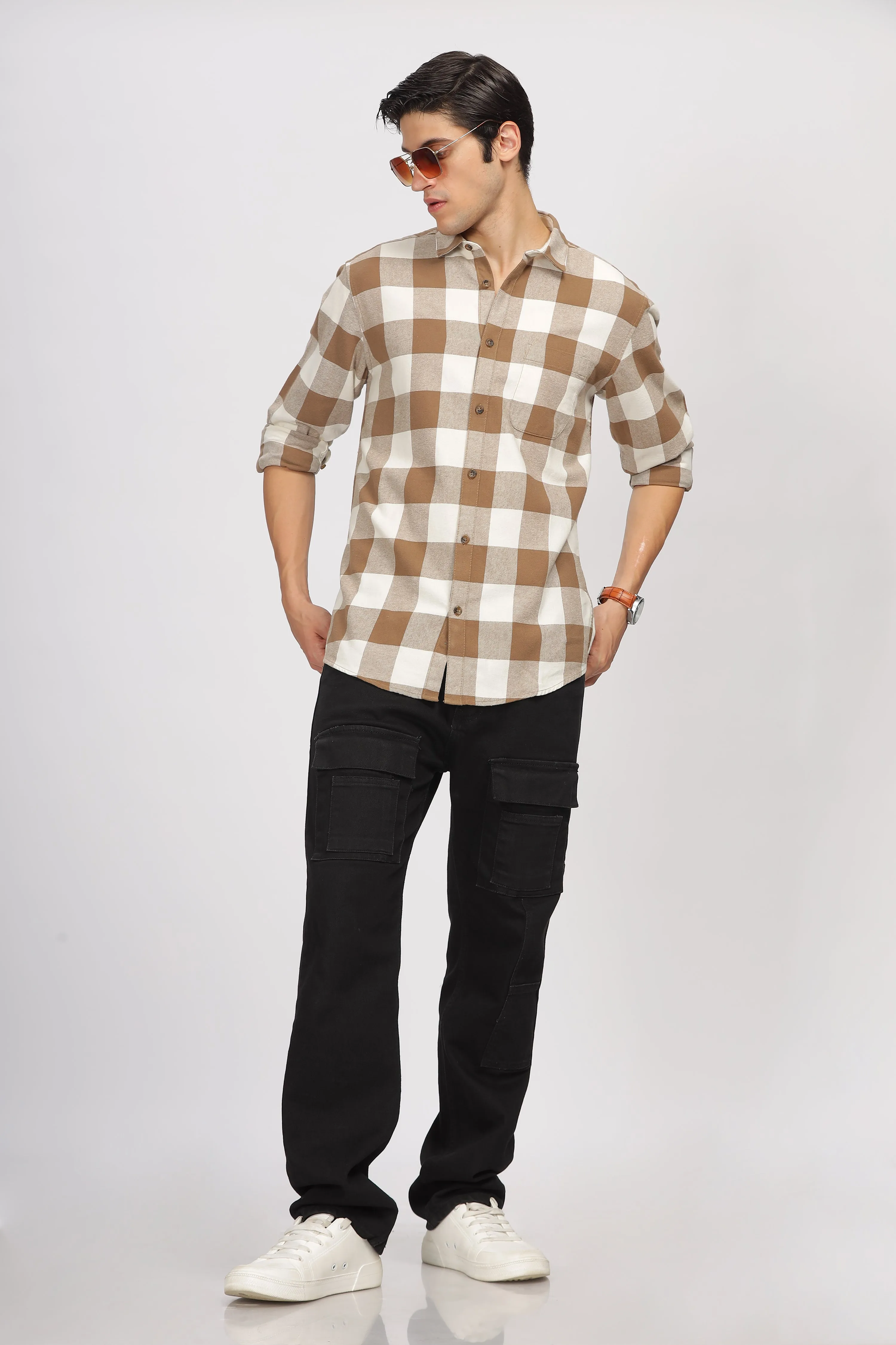 Uri Brown Checked Flannel Shirt