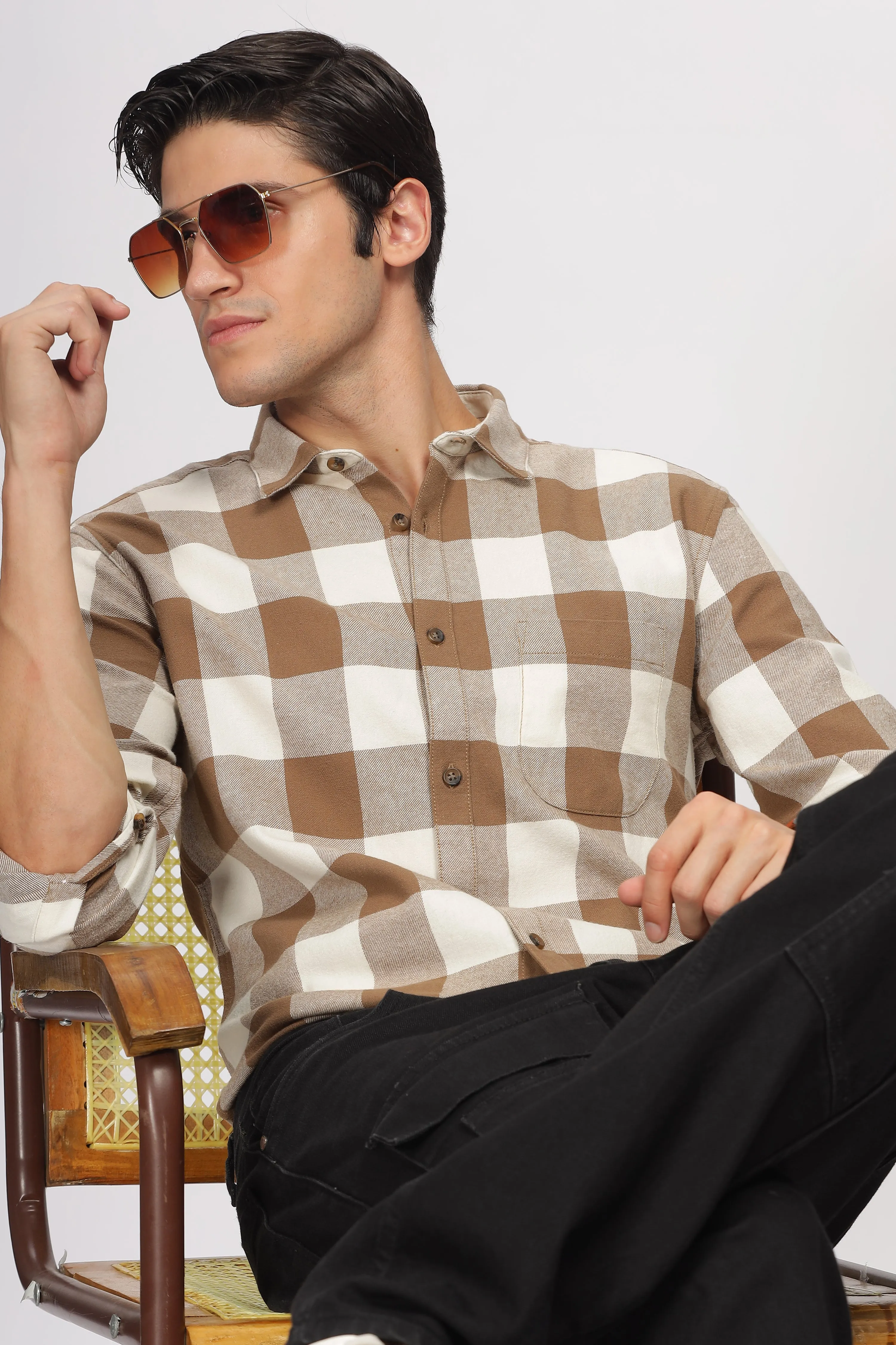 Uri Brown Checked Flannel Shirt