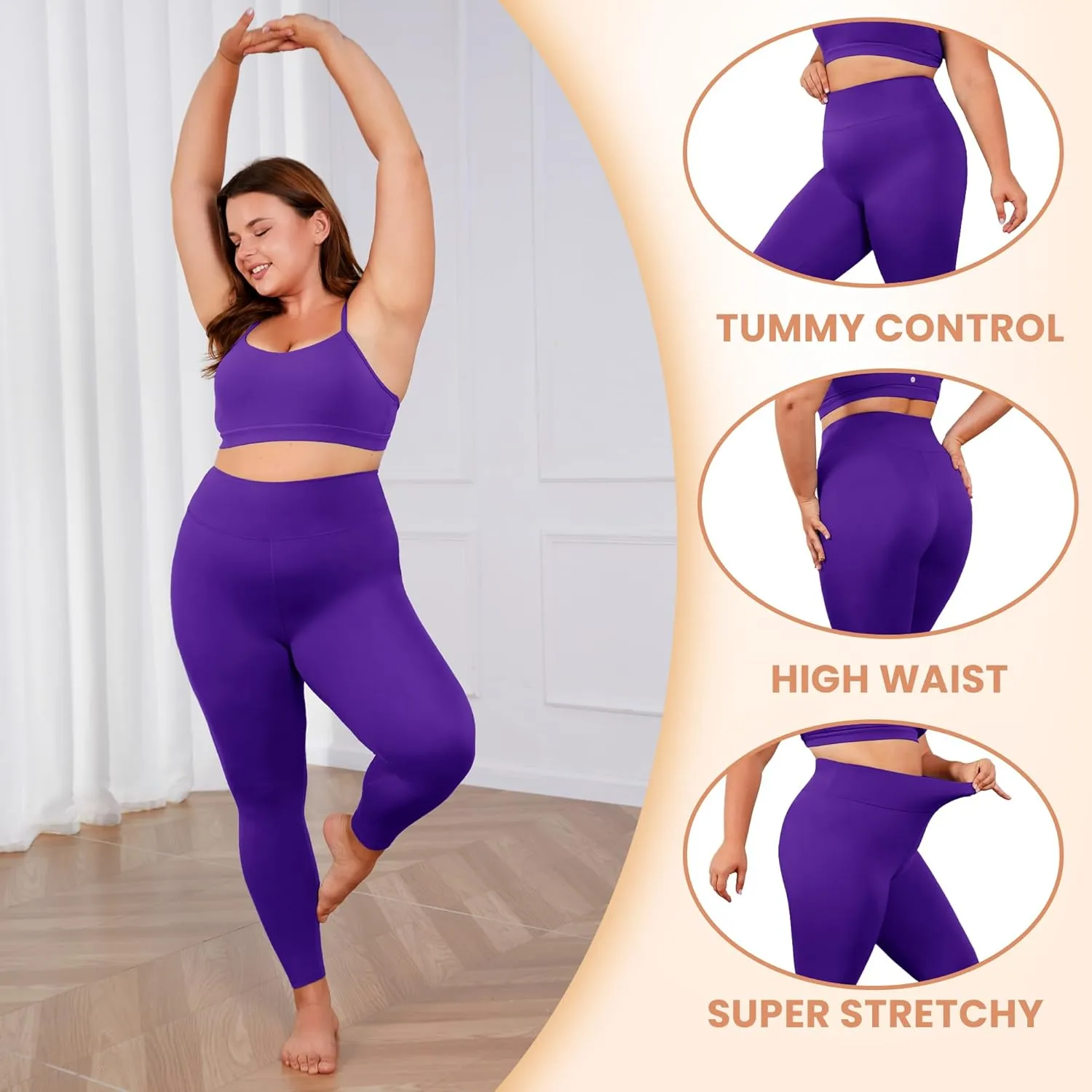 VALANDY Creamlush Plus Size Leggings for Women-High Waisted Tummy Control Buttery Soft Yoga Pants