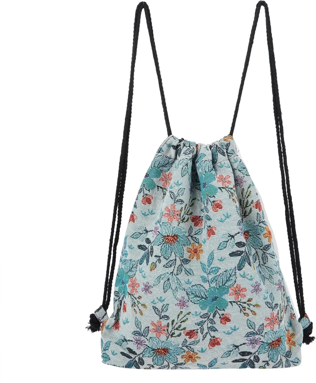 Van Caro Bohemian Drawstring Backpack Light Cinch Bag Gym Sack String Bag