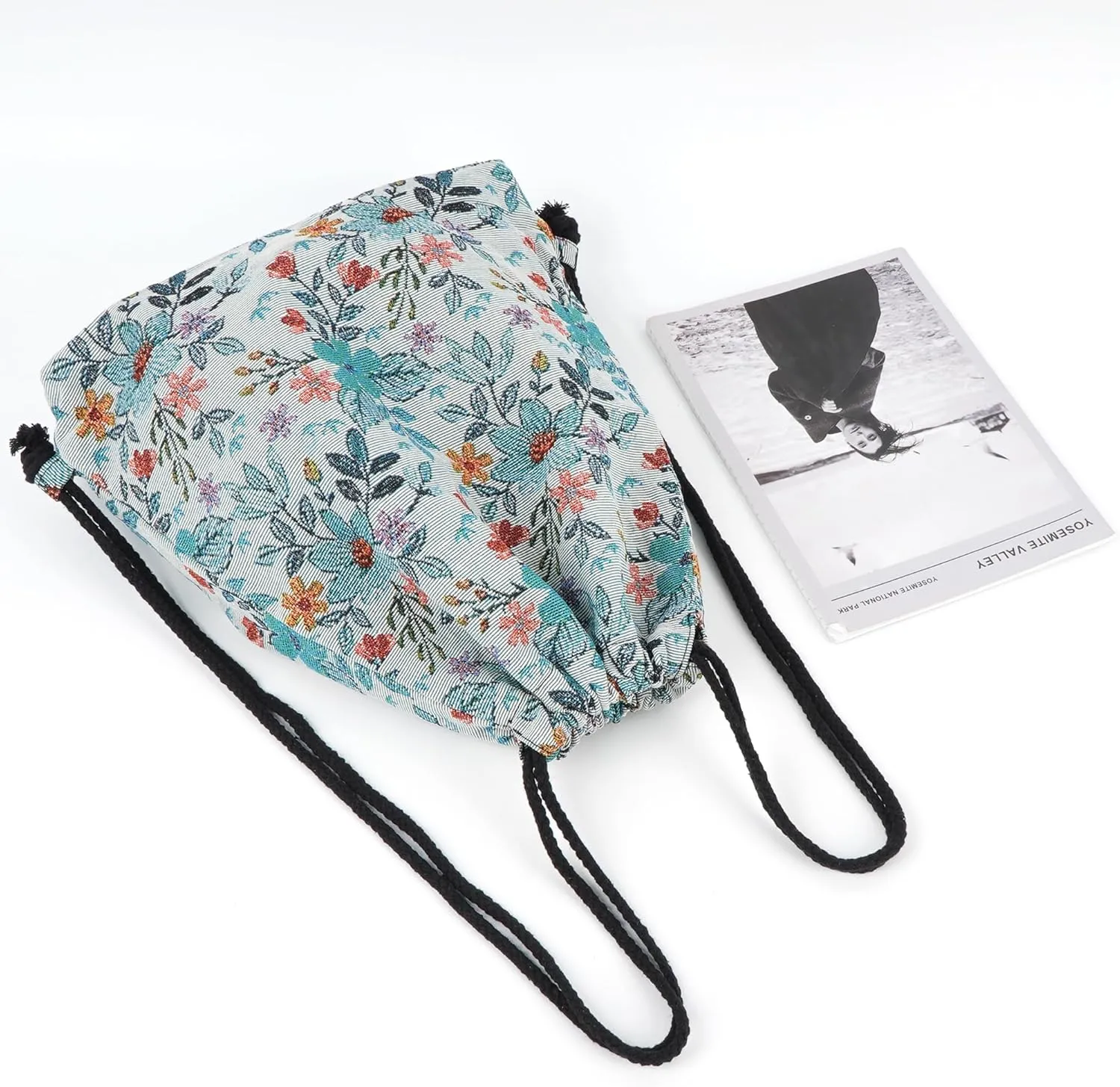Van Caro Bohemian Drawstring Backpack Light Cinch Bag Gym Sack String Bag