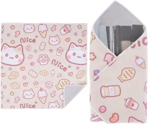 Walking Way Self-Adhesive Magic Cloth Makeup Bag, Portable Protective Cosmetic Pouch, Camera Lens Wrap, Stylish Travel Organizer for Beauty Essentials, Travel, Gifts & Daily Use (Kitty, 13.78 inch)