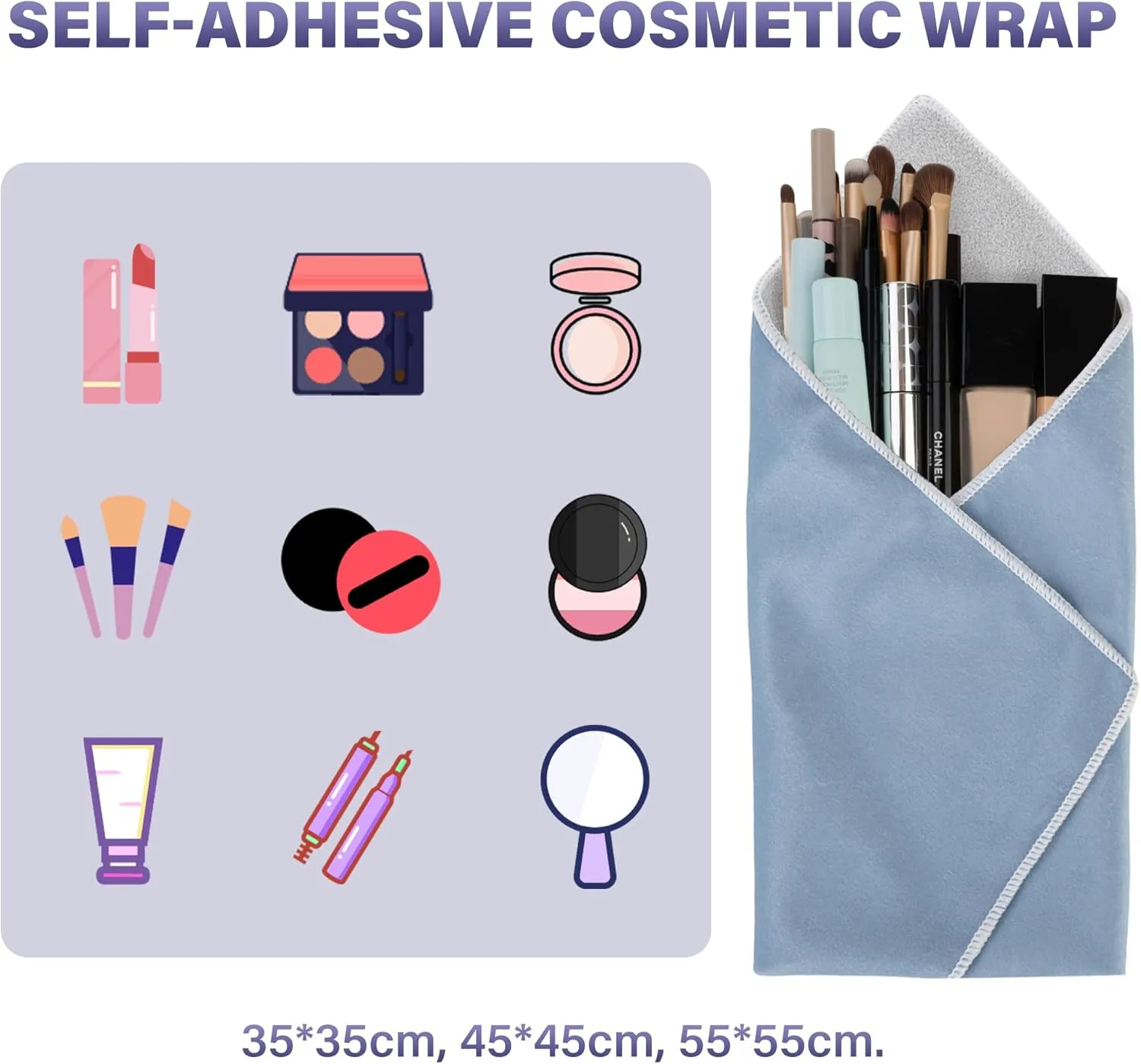 Walking Way Self-Adhesive Magic Cloth Makeup Bag, Portable Protective Cosmetic Pouch, Camera Lens Wrap, Stylish Travel Organizer for Beauty Essentials, Travel, Gifts & Daily Use