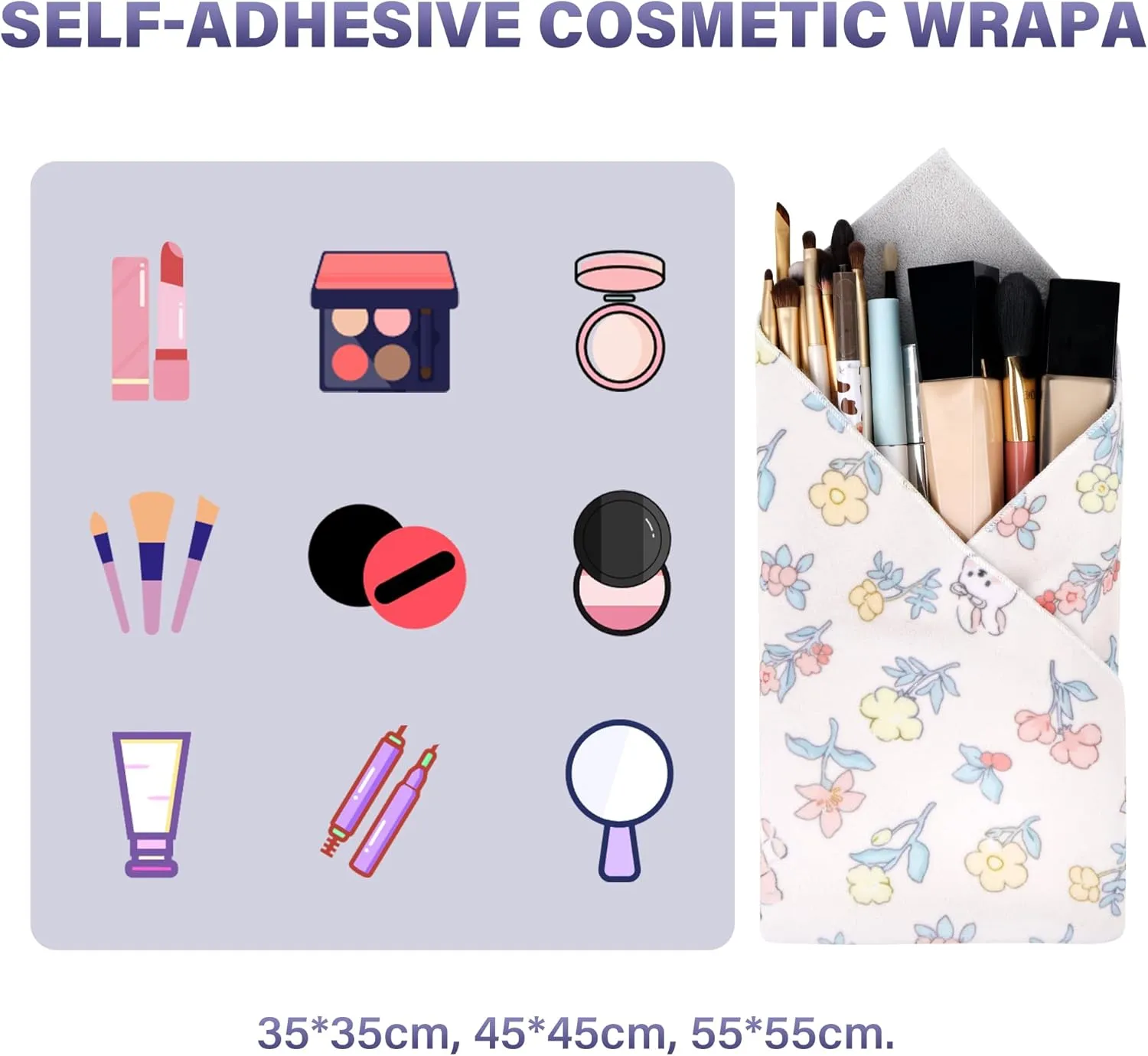 Walking Way Self-Adhesive Magic Cloth Makeup Bag, Portable Protective Cosmetic Pouch, Camera Lens Wrap, Stylish Travel Organizer for Beauty Essentials, Travel, Gifts & Daily Use