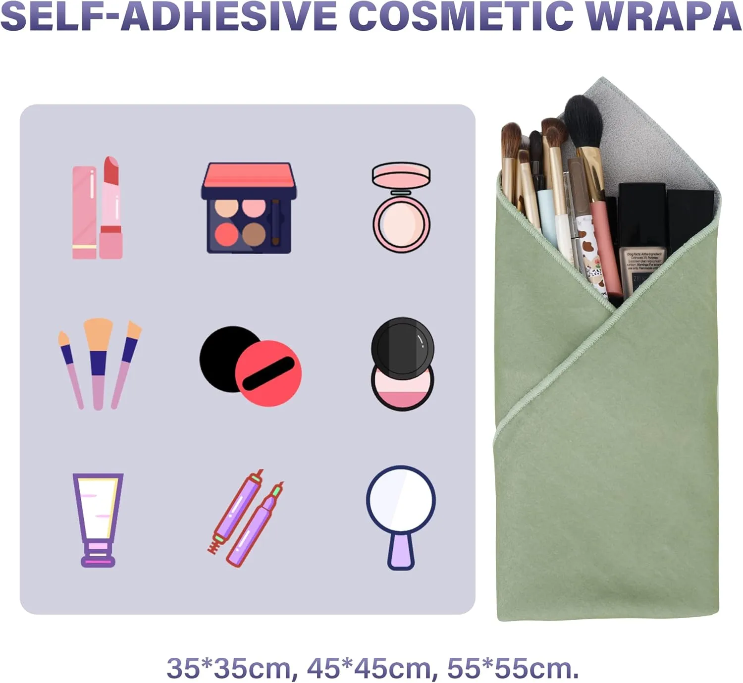 Walking Way Self-Adhesive Magic Cloth Makeup Bag, Portable Protective Cosmetic Pouch, Camera Lens Wrap, Stylish Travel Organizer for Beauty Essentials, Travel, Gifts & Daily Use
