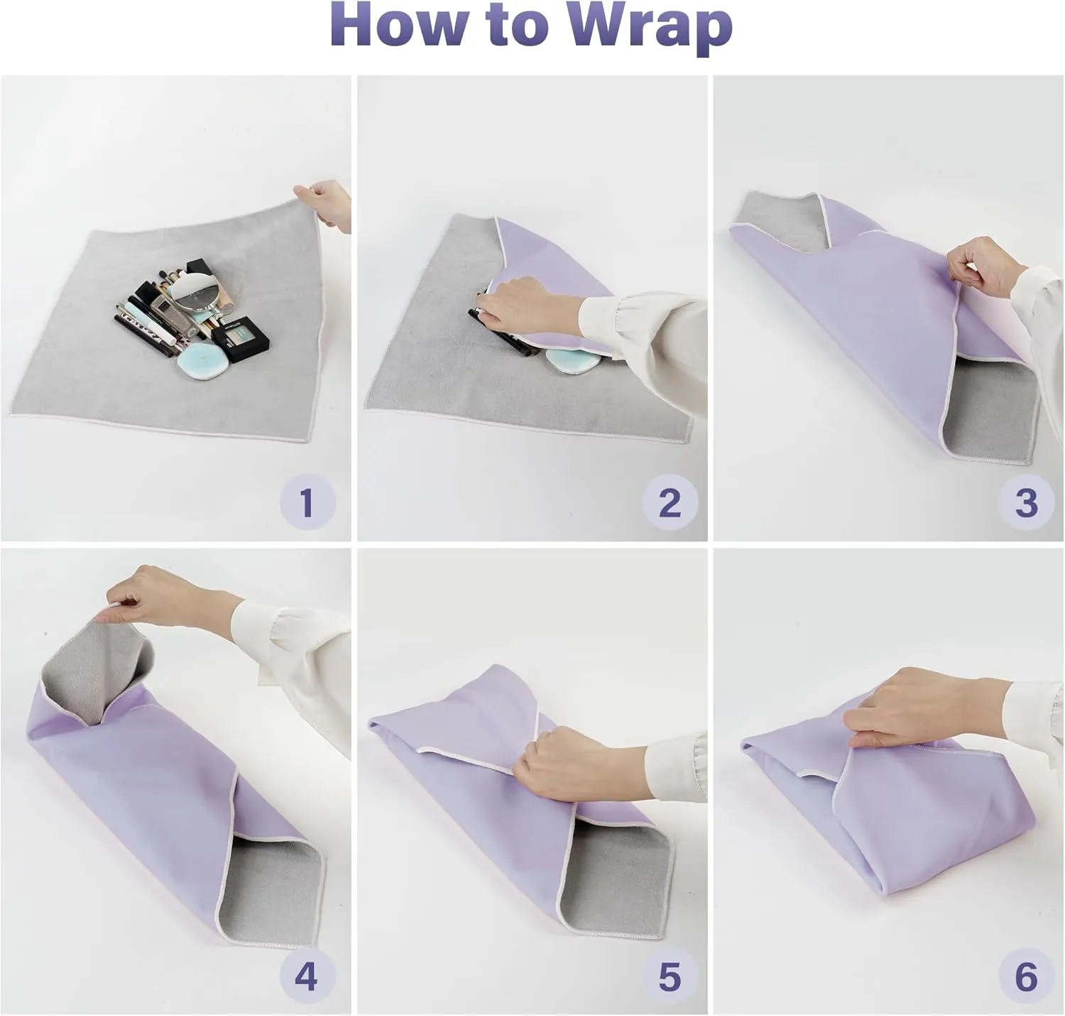 Walking Way Self Adhesive Magic Cloth Makeup Bag, Portable Protective Cosmetic Pouch, Camera Lens Wrap, Travel Organizer for Beauty Essentials, Travel, Gifts & Daily Use (lightpurple, 13.78 inch)