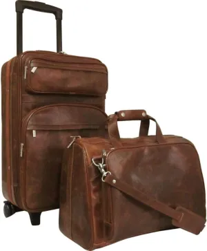 Waxy Brown Leather Two Piece Set Traveler